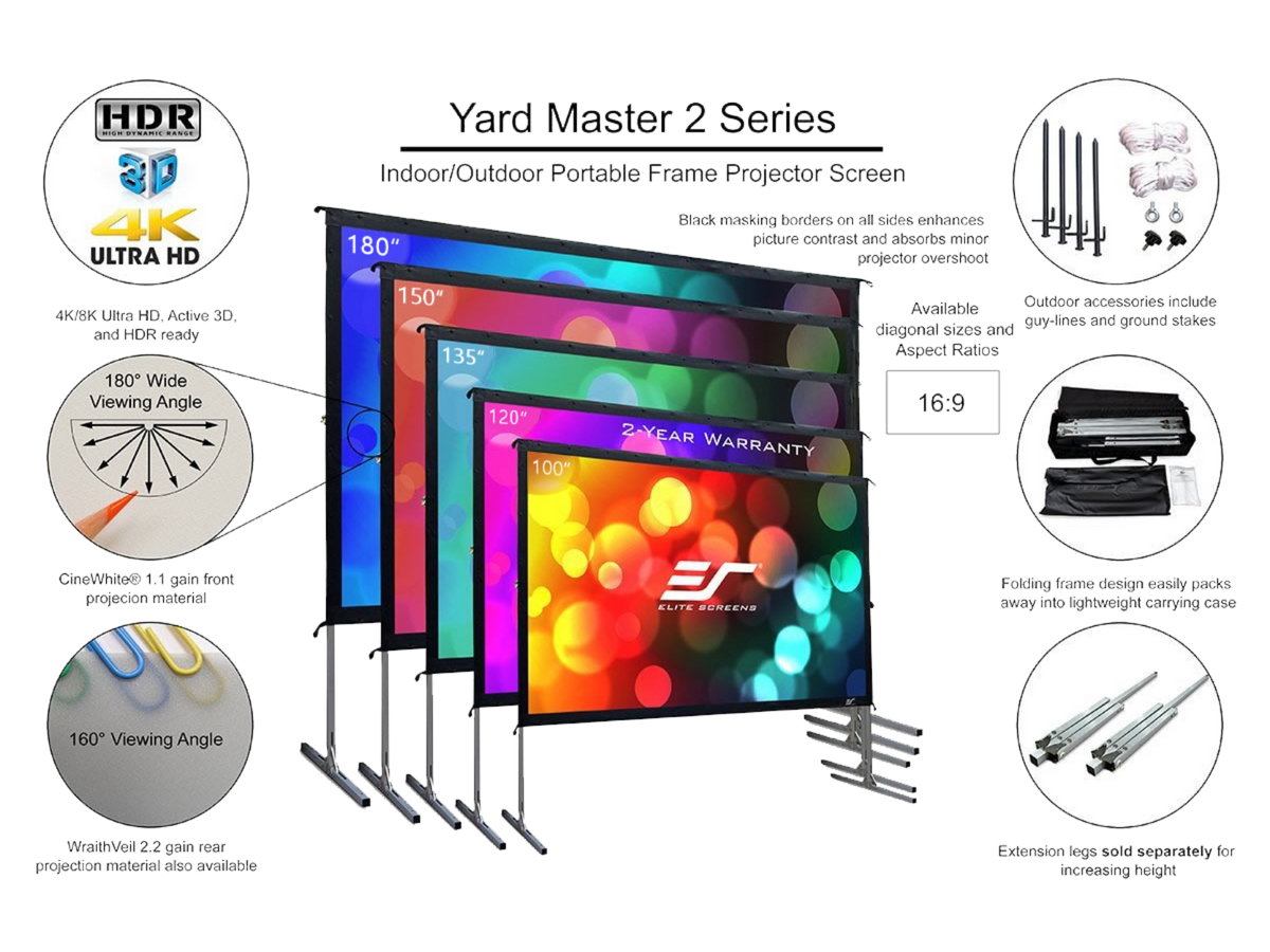 Elite Screens Portable Outdoor Projection Screen Yard master 2