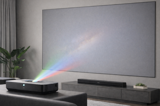 The RGB triple Laser Projectors & Grey Screens: Understanding the Speckle Effect