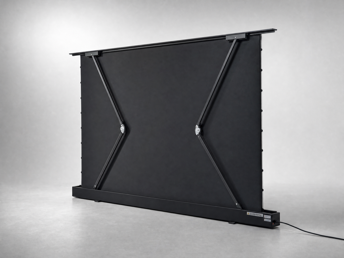 Kestrel Tab-Tension – CLR®5 with Square Housing – Electric Floor-Rising Projection Screen