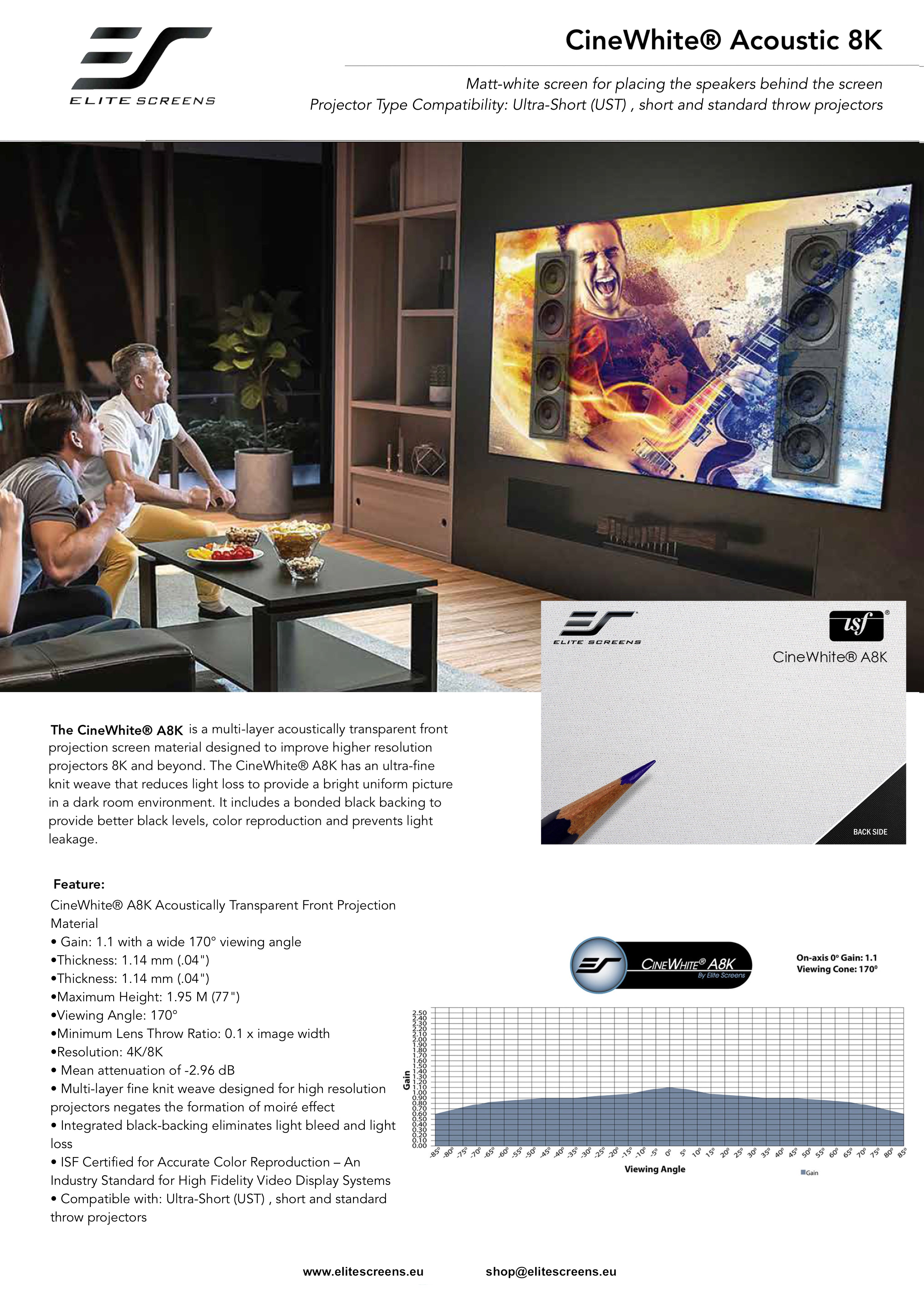 CINEWHITE® ACOUSTIC PRO 8K- SCREEN MATERIAL SAMPLE (DIN A4)