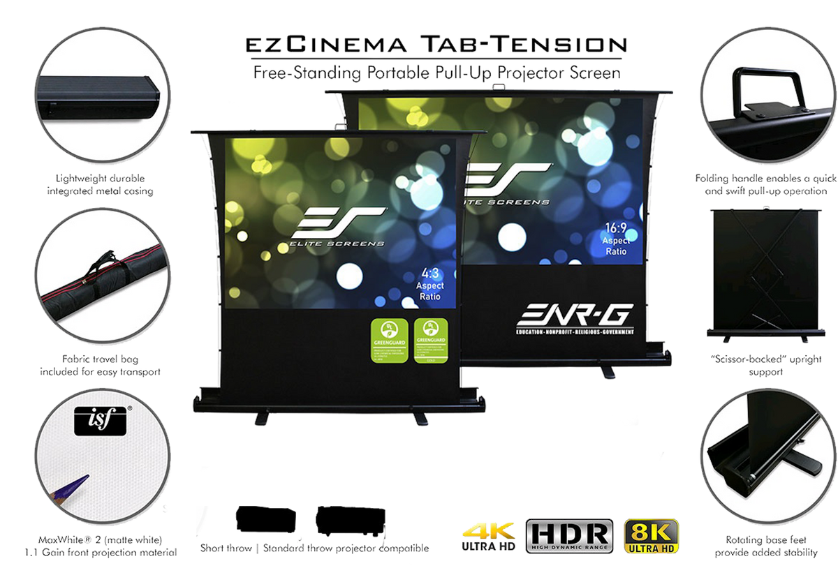 Ez cinema plus standing portable projection screen Elite screens