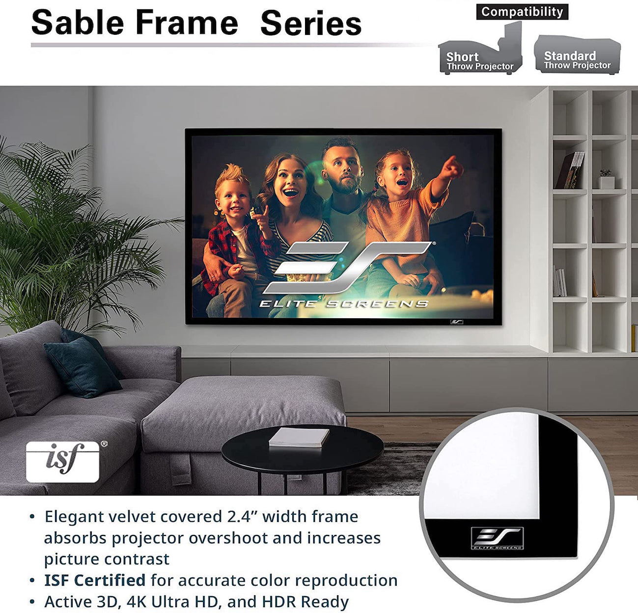 Sable Frame compatibility with normal and Ultra Short throw projectors 